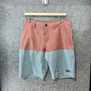 Pelagic Deep Sea Fishing Hybrid Board Shorts Size 30 Color Block Coral Blue